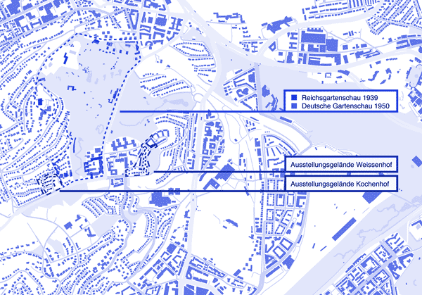 Map of Killesberg at Stuttgart with Weissenhof and Kochenhof Settlement, Reichsgartenschau and Deutsche Gartenschau, Reserch Project Dr. Regine Hess © Regine Hess, Maximilian Steverding